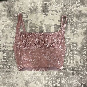 Urban outfitters velvet pink crop top